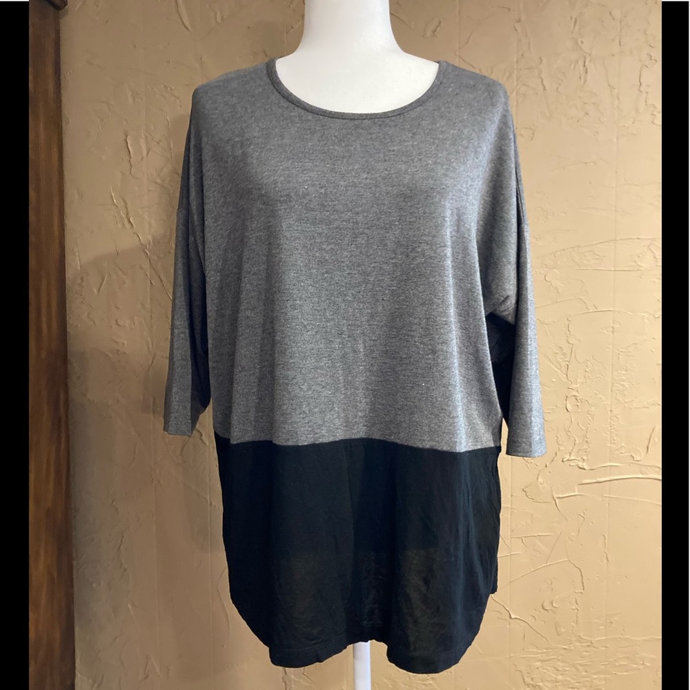 Eloquii Black & Gray 3/4 Sleeve Shirt Top 14 - 16